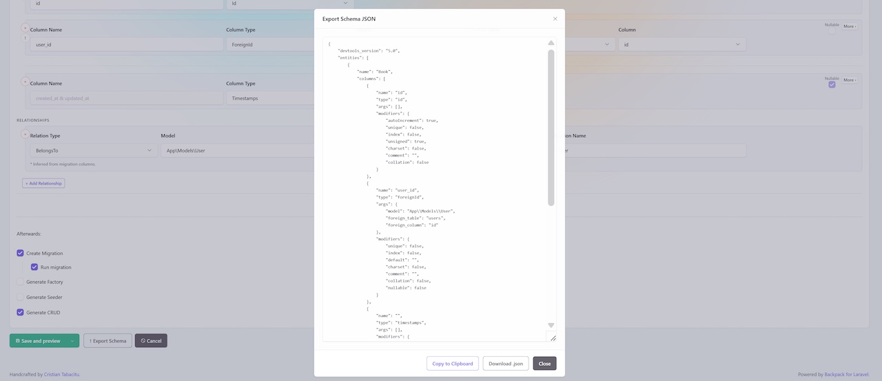 devtools json export