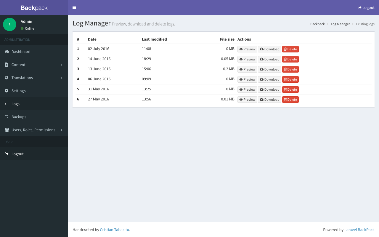 LogManager interface